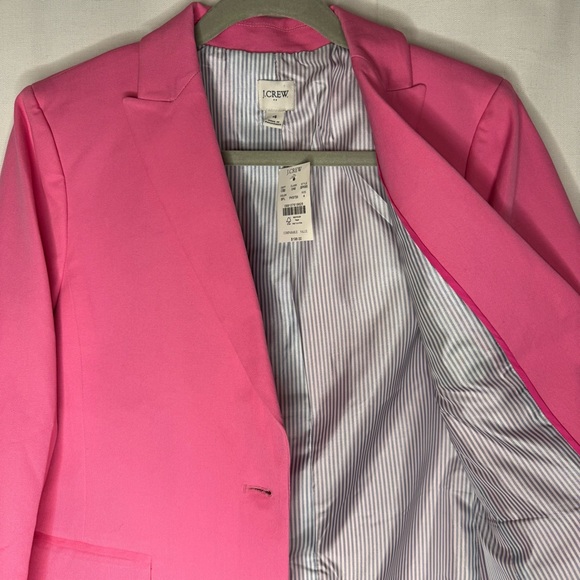 J. Crew SMALL Bright Pink Cotton Two-Button Women's Blazer with Satin Liner - Picture 2 of 12